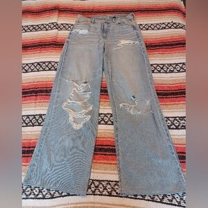 American Eagle Super High-Rise Baggy Wide Leg, size 2, hemmed